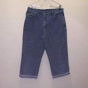 Lee blue denim lace hem Capri jeans